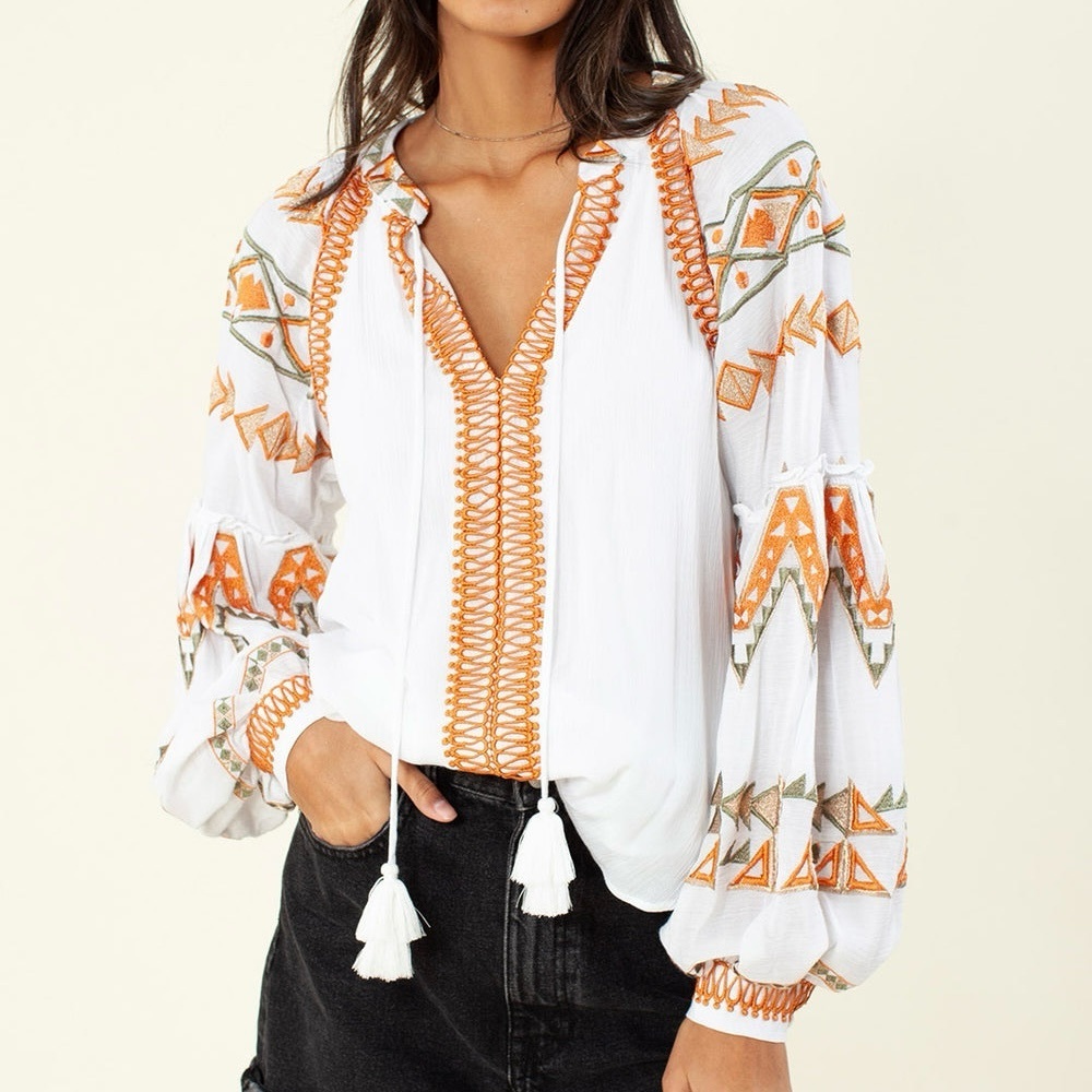 Hale‎ Bob Terra Embroidered Long Sleeve Top